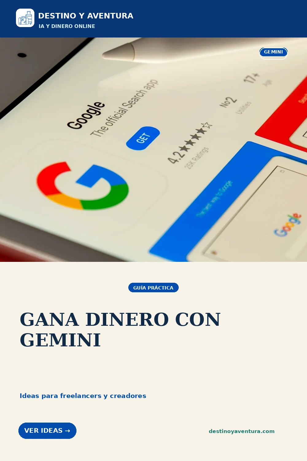 Pin vertical sobre cómo ganar dinero con gemini: ideas para freelancers y creadores