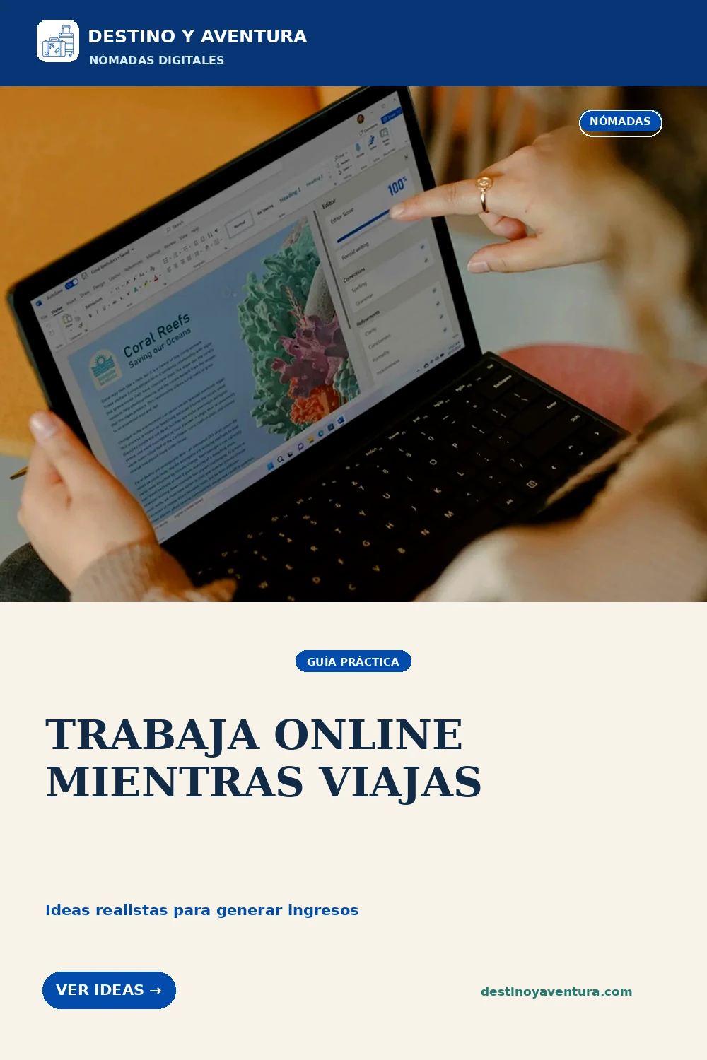 Pin vertical sobre cómo ganar dinero mientras viajas